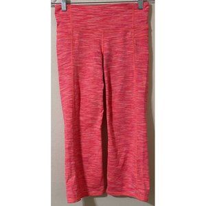Athleta Women's Small Capri Yoga Leggings Hot Pink Orange White Striped 26" x 22
